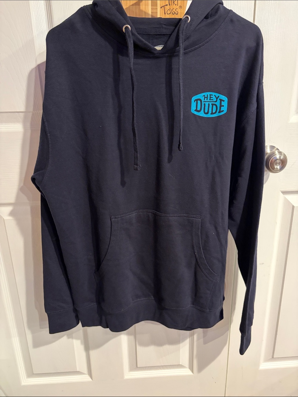 Hey Dude Navy Crewneck Hoodie with Turquoise Logo